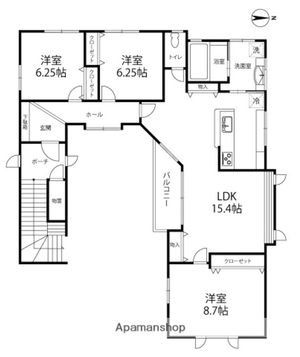 松村3丁目I貸家2F1の間取り