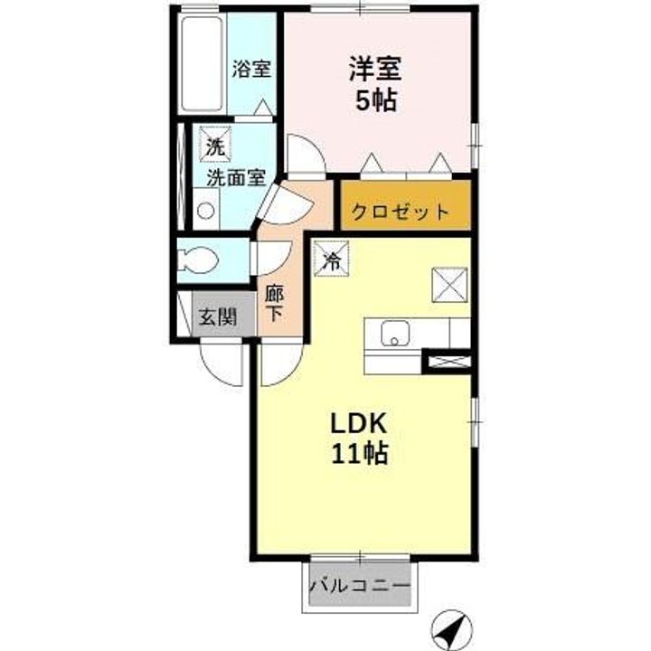 アモロッソ・ユイ B棟の間取り