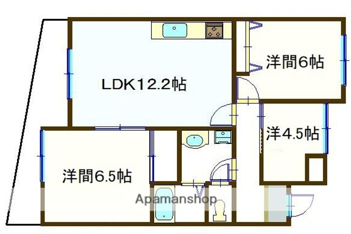 山梨県甲府市下飯田1丁目の賃貸マンションの間取り