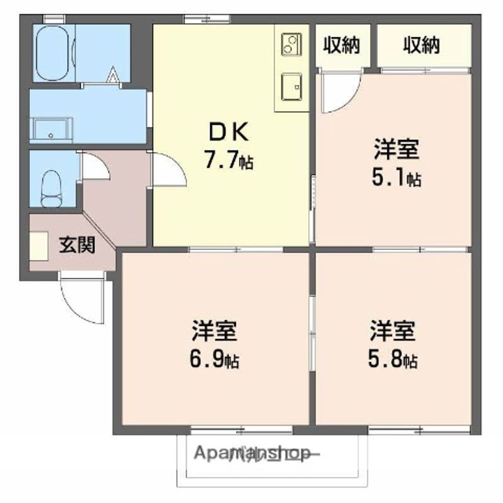 スリーゼ Bの間取り