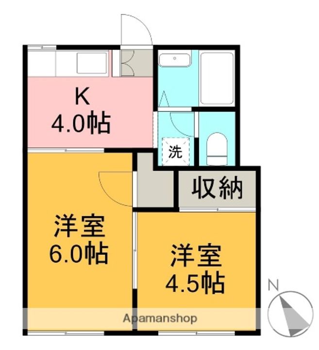 静岡県三島市若松町の賃貸アパートの間取り