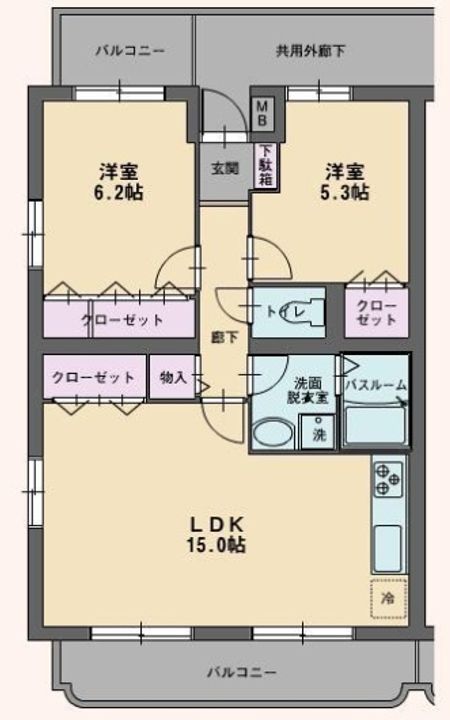 ソレアード京塚原の間取り