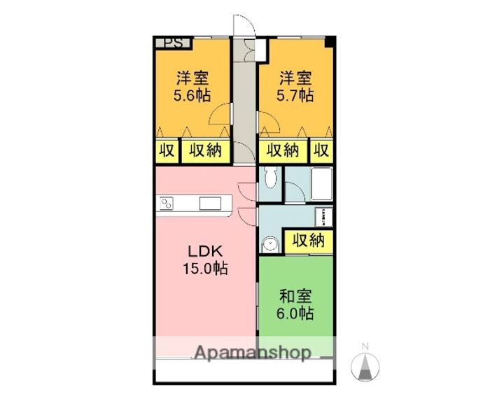 静岡県沼津市大岡の賃貸マンション202の間取り