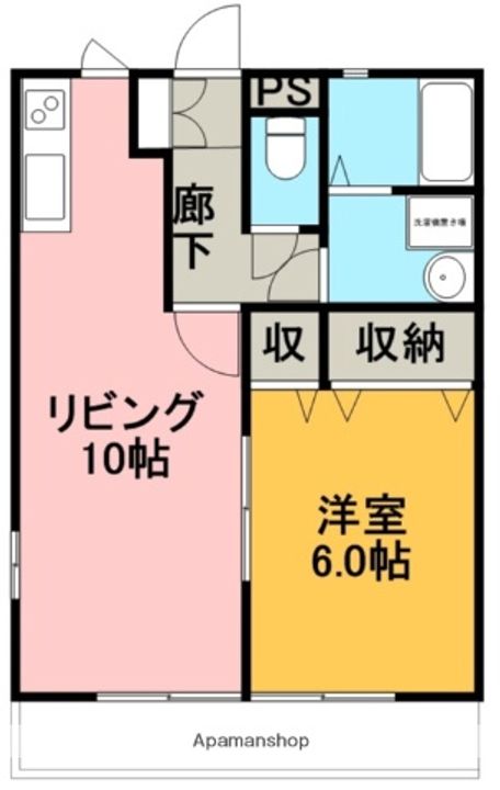 静岡県沼津市原町中2丁目の賃貸アパート2-102の間取り