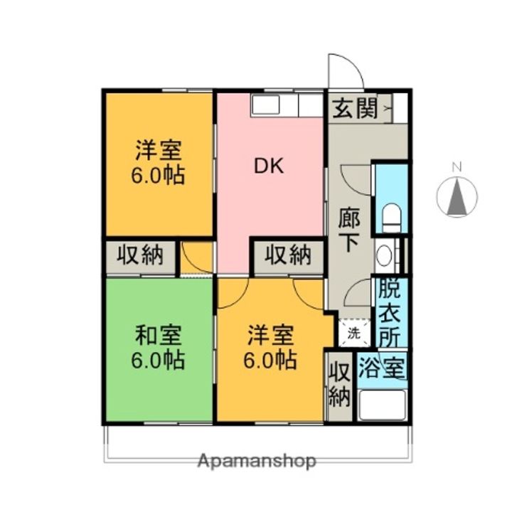 ソワサント三室2-Eの間取り
