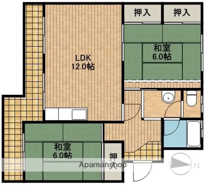 篠ヶ瀬ハイツ106の間取り