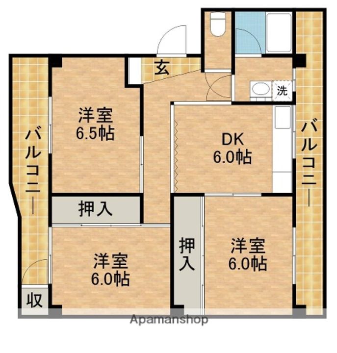 田内マンション503の間取り