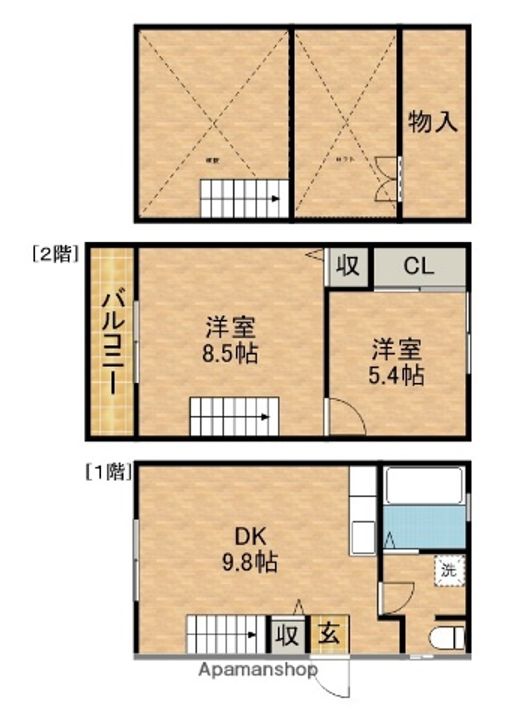 静岡県浜松市中央区萩丘3丁目(一戸建)の賃貸物件戸建ての間取り