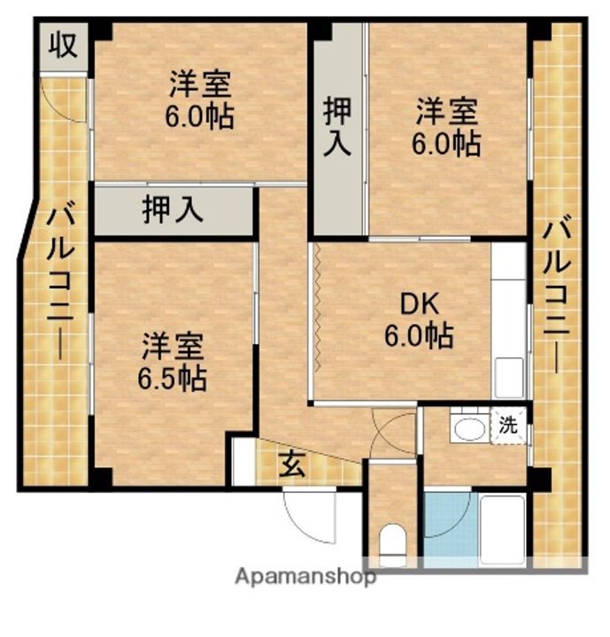 田内マンション502の間取り