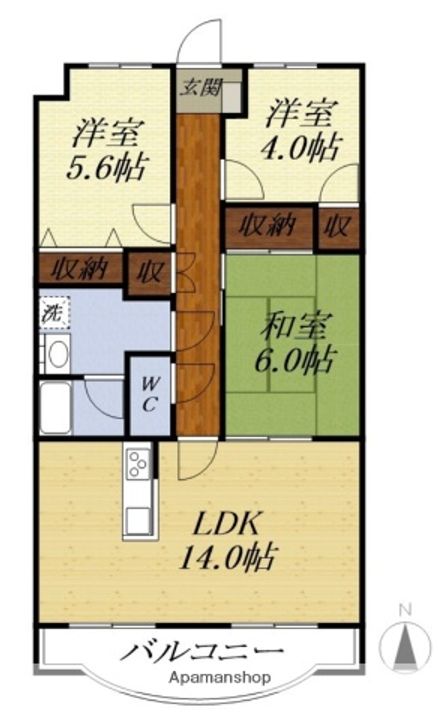 静岡県袋井市愛野南2丁目の賃貸マンションの間取り