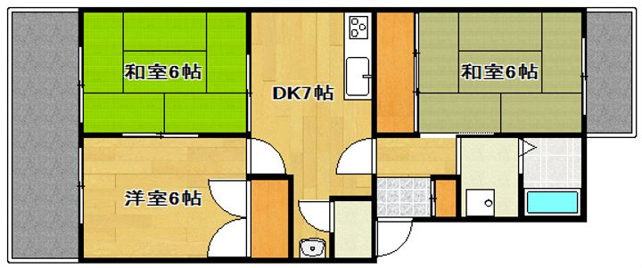 静岡県浜松市浜名区中瀬の賃貸マンションの間取り