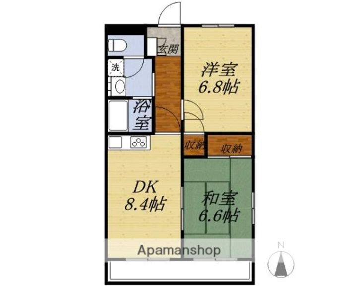 静岡県浜松市浜名区中条の賃貸マンションの間取り
