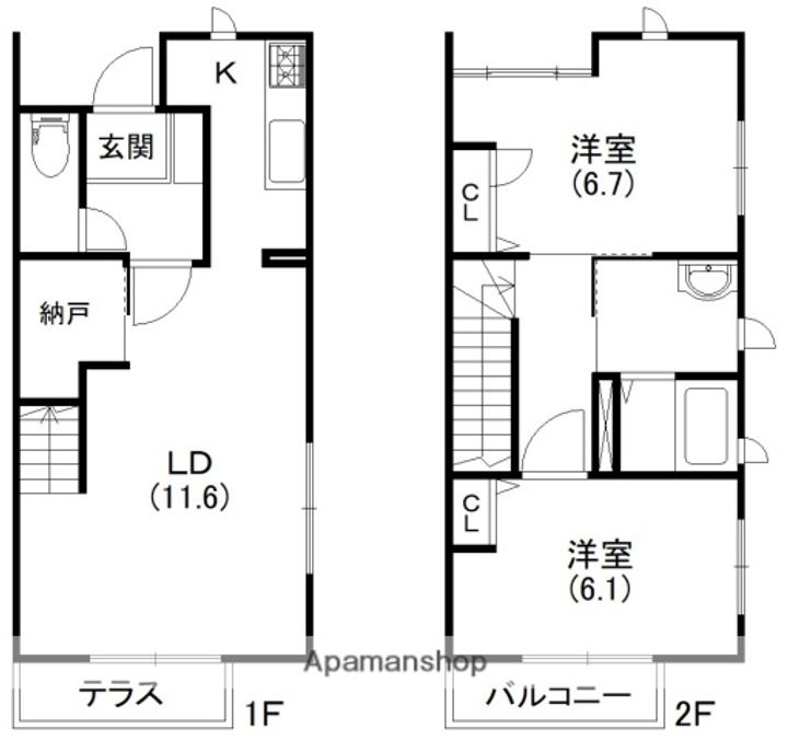 静岡県浜松市浜名区細江町気賀(一戸建)の賃貸物件戸建ての間取り