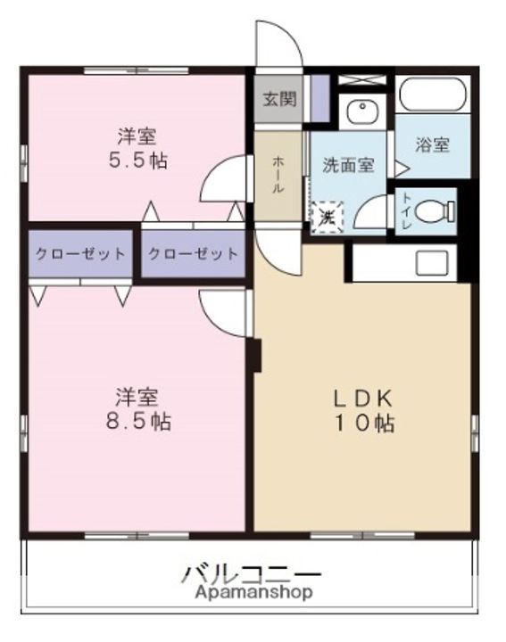 静岡県磐田市見付の賃貸アパートの間取り