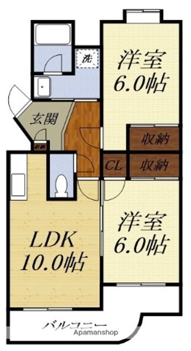 遠鉄ハイツ西ヶ崎Fの間取り