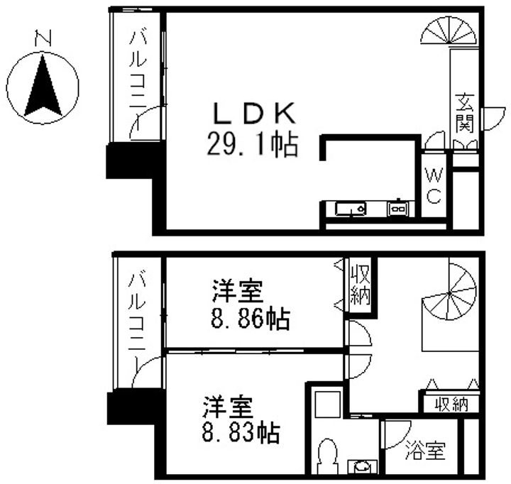 愛知県名古屋市東区東桜2丁目の賃貸マンションの間取り