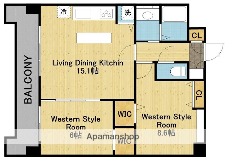 愛知県名古屋市千種区山添町2丁目の賃貸マンションの間取り