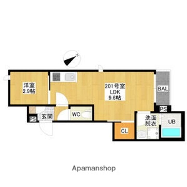 愛知県名古屋市千種区千種2丁目の賃貸アパートの間取り