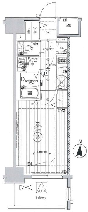 愛知県名古屋市東区飯田町の賃貸マンションの間取り