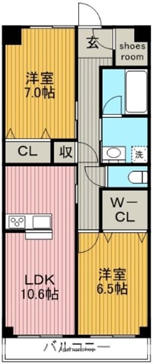 愛知県名古屋市名東区社台3丁目の賃貸マンションの間取り