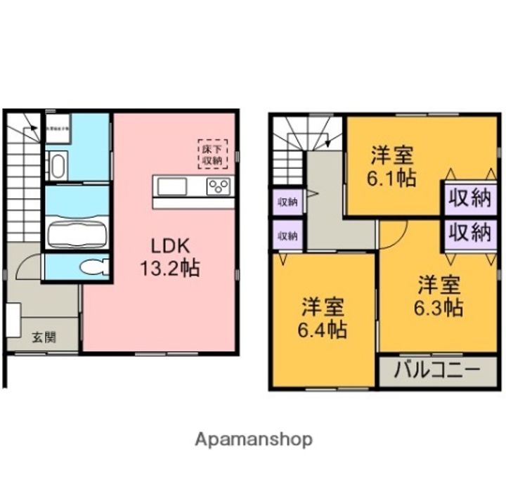愛知県岡崎市中町字東丸根(一戸建)の賃貸物件戸建ての間取り