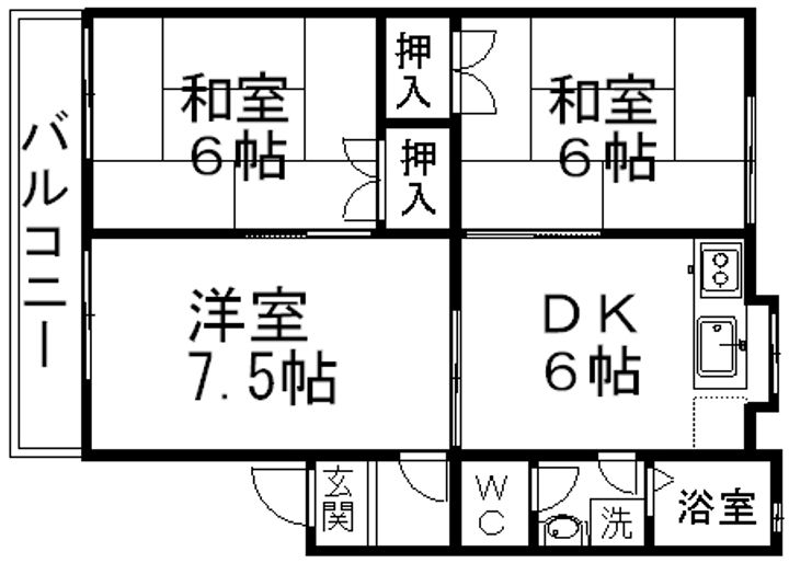 城前ハイツA棟の間取り
