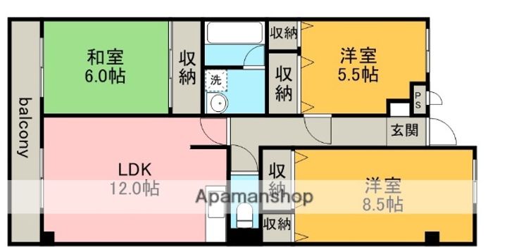 愛知県一宮市大和町妙興寺字坊ケ池の賃貸マンションの間取り