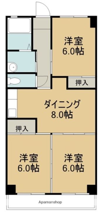 愛知県名古屋市北区下飯田町4丁目の賃貸マンションの間取り