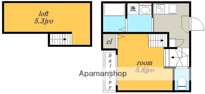 愛知県名古屋市北区金城町2丁目の賃貸アパートの間取り
