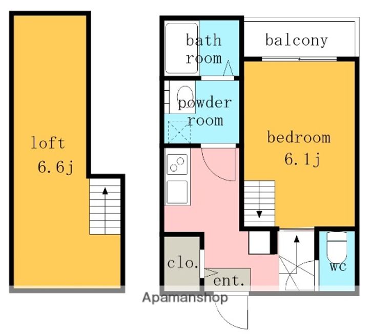 愛知県名古屋市北区城東町4丁目の賃貸アパートの間取り
