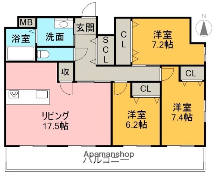 愛知県名古屋市北区志賀本通1丁目の賃貸マンションの間取り