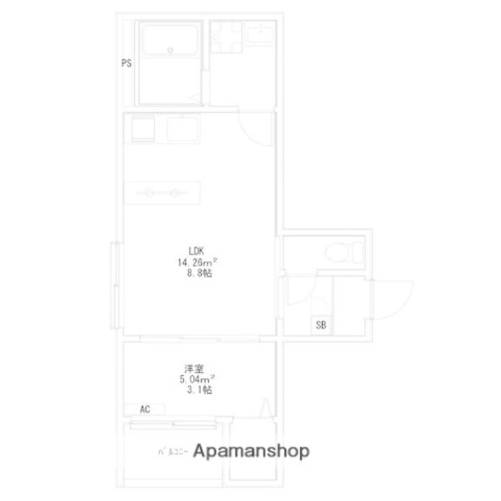 愛知県名古屋市北区生駒町1丁目の賃貸アパートの間取り