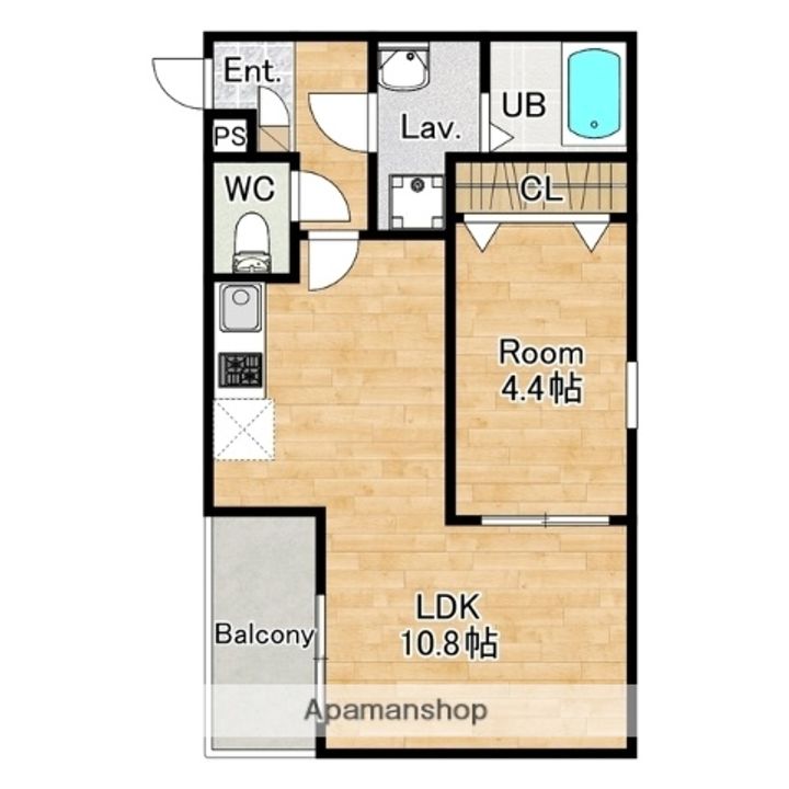 愛知県名古屋市北区楠味鋺5丁目の賃貸アパートの間取り