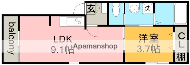 愛知県名古屋市北区山田1丁目の賃貸アパートの間取り