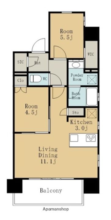 愛知県名古屋市西区那古野1丁目の賃貸マンションの間取り