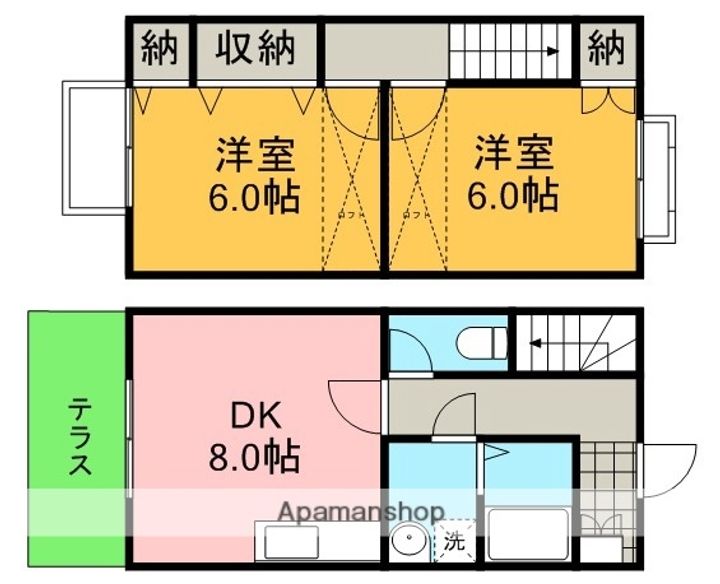 愛知県小牧市中央6丁目の賃貸アパートの間取り
