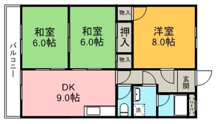 愛知県小牧市小木東1丁目の賃貸マンションの間取り