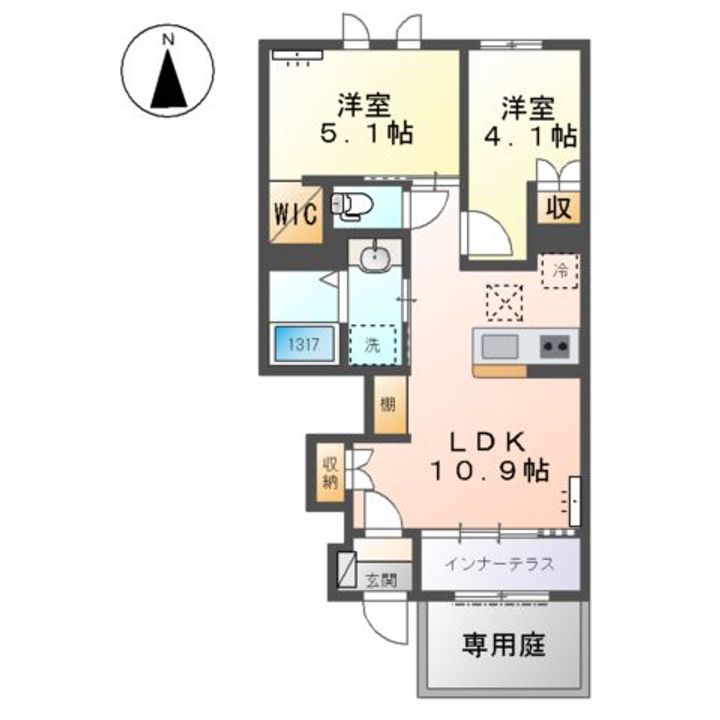 岩倉市東町藤塚Ⅱ期 アパートの間取り