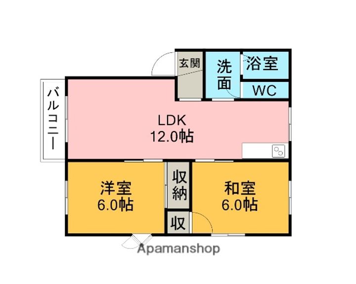 ジュネスシャトーA棟B棟A202の間取り
