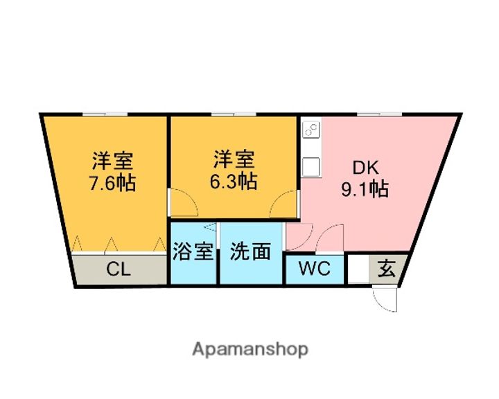コーポサウスD棟201の間取り
