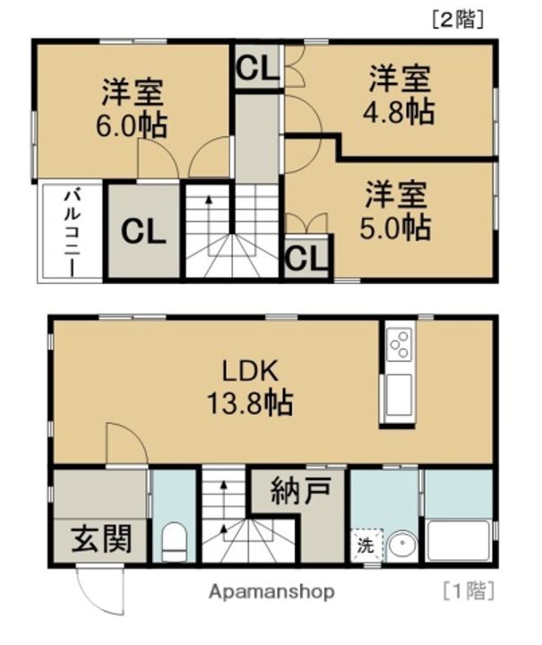 愛知県清須市春日高畑(一戸建)の賃貸物件戸建ての間取り