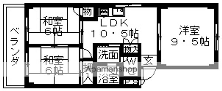 愛知県清須市朝日愛宕の賃貸マンションの間取り