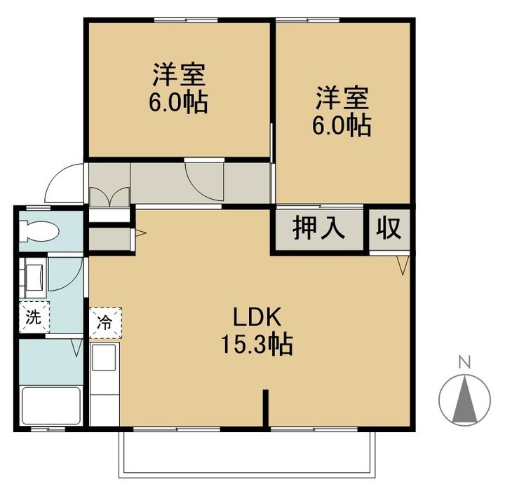 サンビレッジ原 B棟の間取り