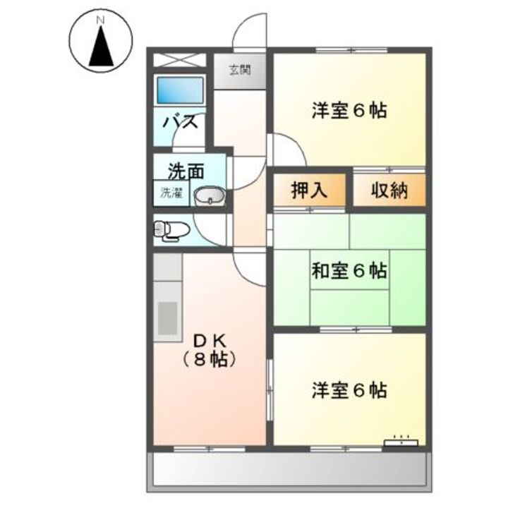 エレガントレーベンB棟00401の間取り