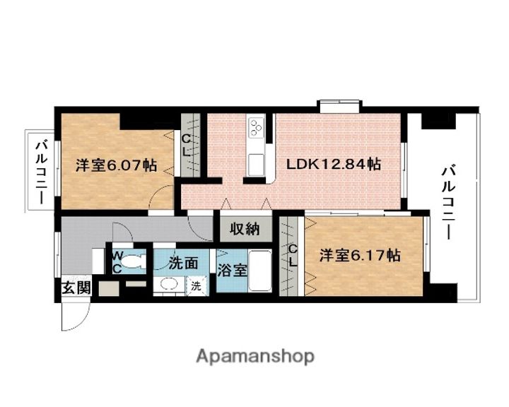 レジデンシャル・金剛<2LDK>の間取り
