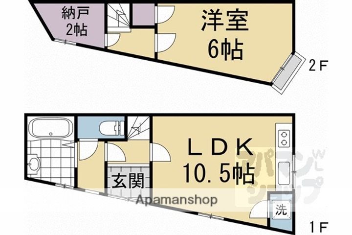 京都府京都市東山区今熊野南日吉町(一戸建)の賃貸物件戸建ての間取り
