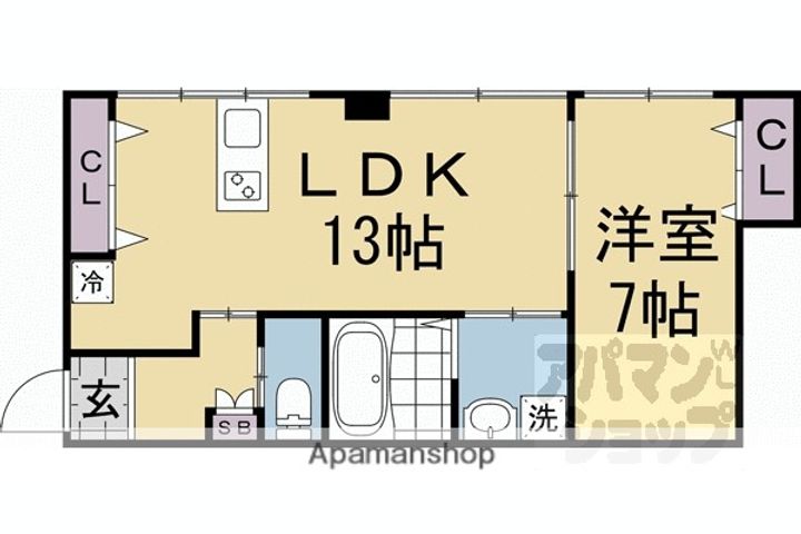 ノースホワイトリバービル上終町201の間取り