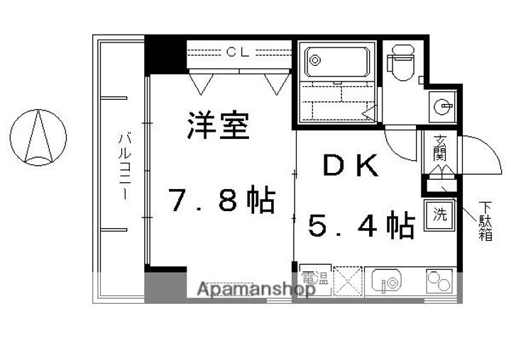 京都府京都市下京区升屋町の賃貸マンションの間取り