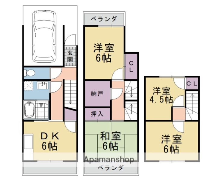 京都府京都市西京区松尾鈴川町(一戸建)の賃貸物件戸建ての間取り