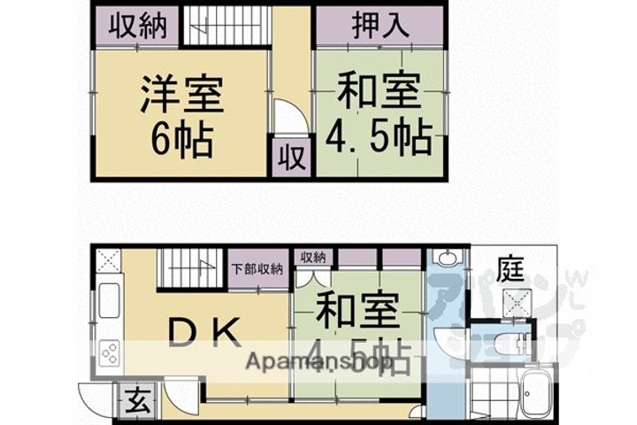 京都府京都市北区紫野下石龍町(一戸建)の賃貸物件戸建ての間取り